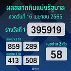 ออกสลากกินแบ่งรัฐบาล 16 เมษายน 2565